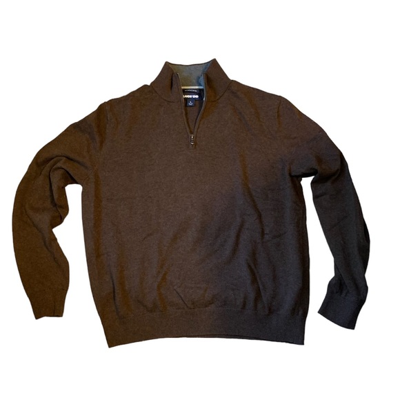 Lands' End Bedford Rib Quarter Zip Sweater Fine-Gauge Supima Cotton Sz L - Picture 1 of 4